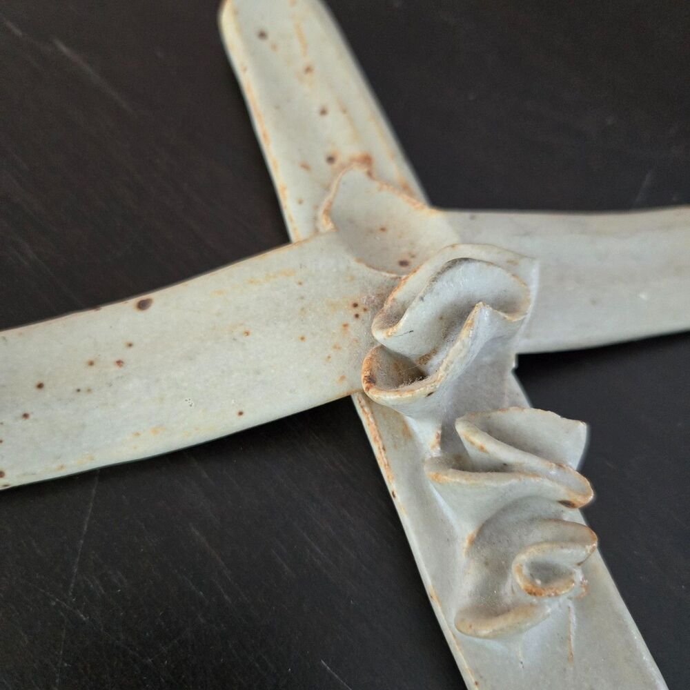 Handcrafted Signed Ceramic Cross folded robes of Christ Religious‎ rustic 10"
